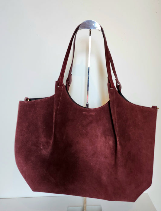 Burgendy suede bag vera pelle