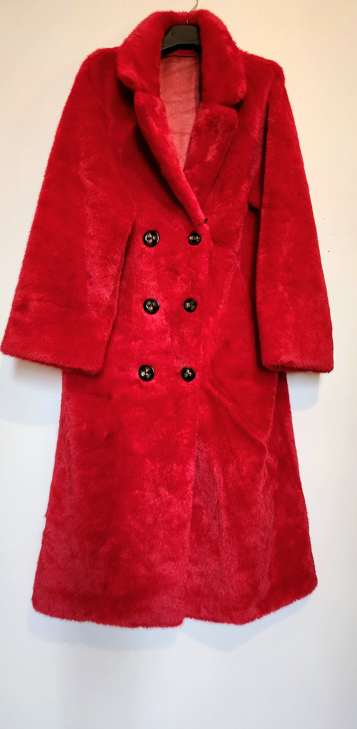 Red Eco-fur coat
