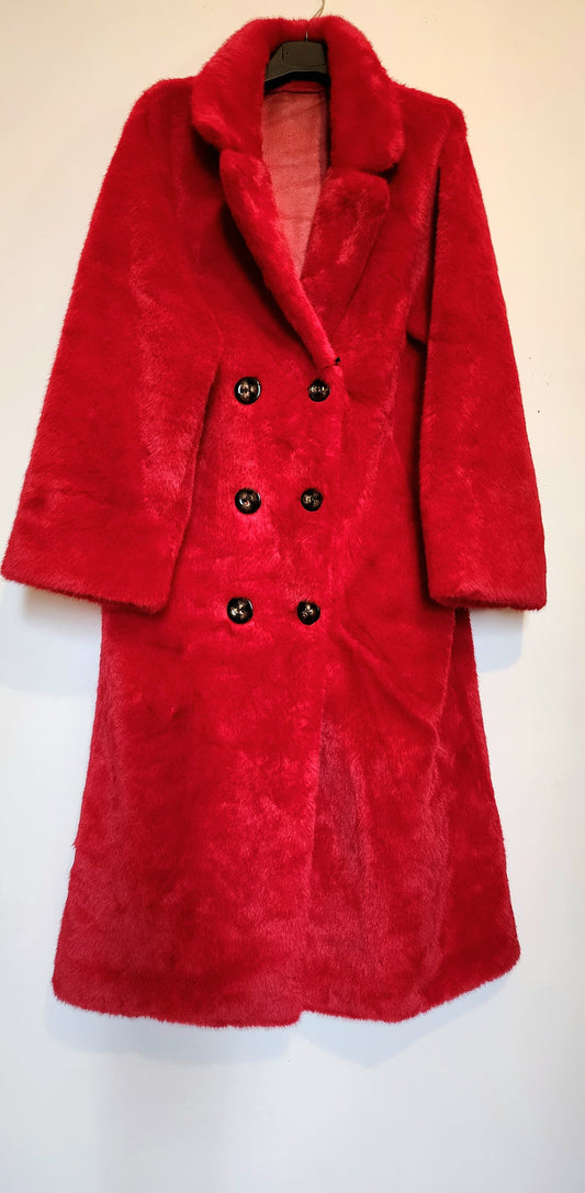 Red Eco-fur coat