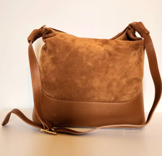 Brown suede leather bag