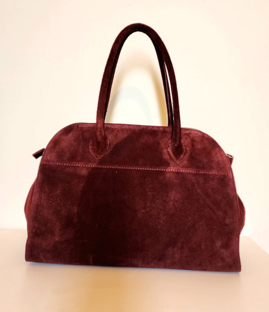 Burgendy suede leather bag