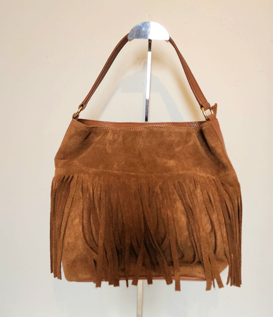 Brown suede leather bag