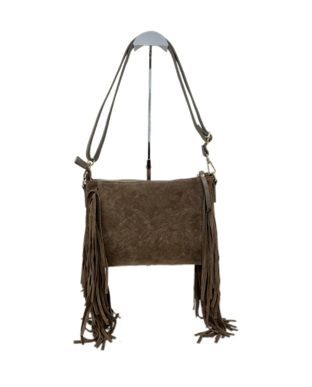 Green suede ruggle leather bag